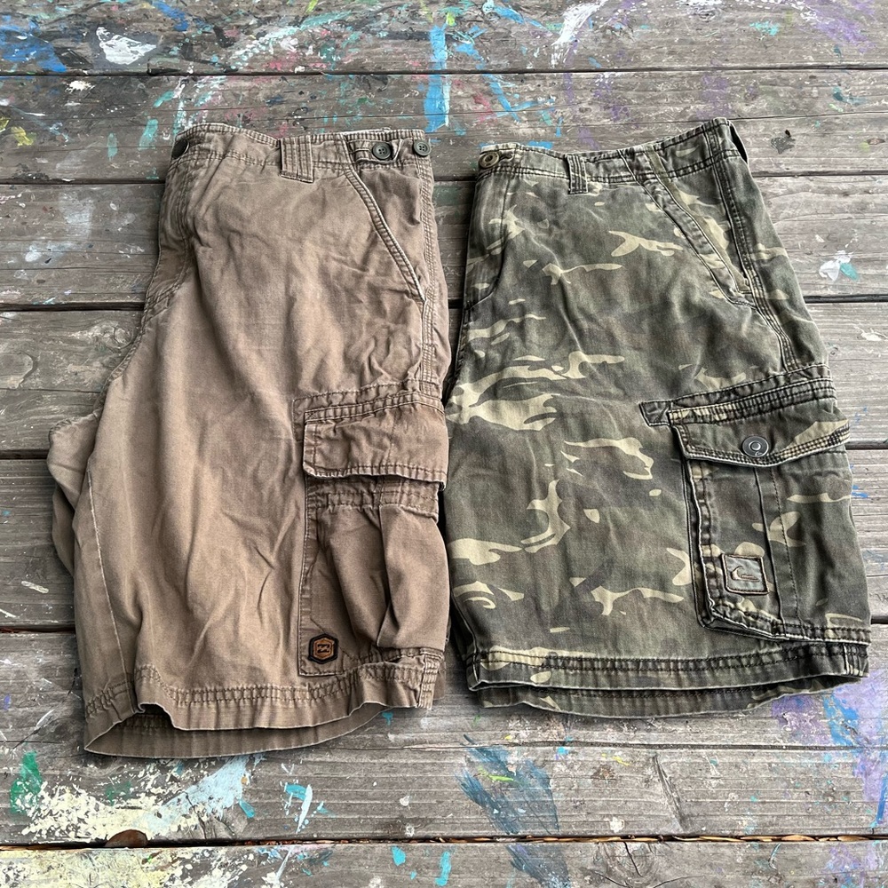 Billabong and Quicksilver Cargo Shorts, Size 33